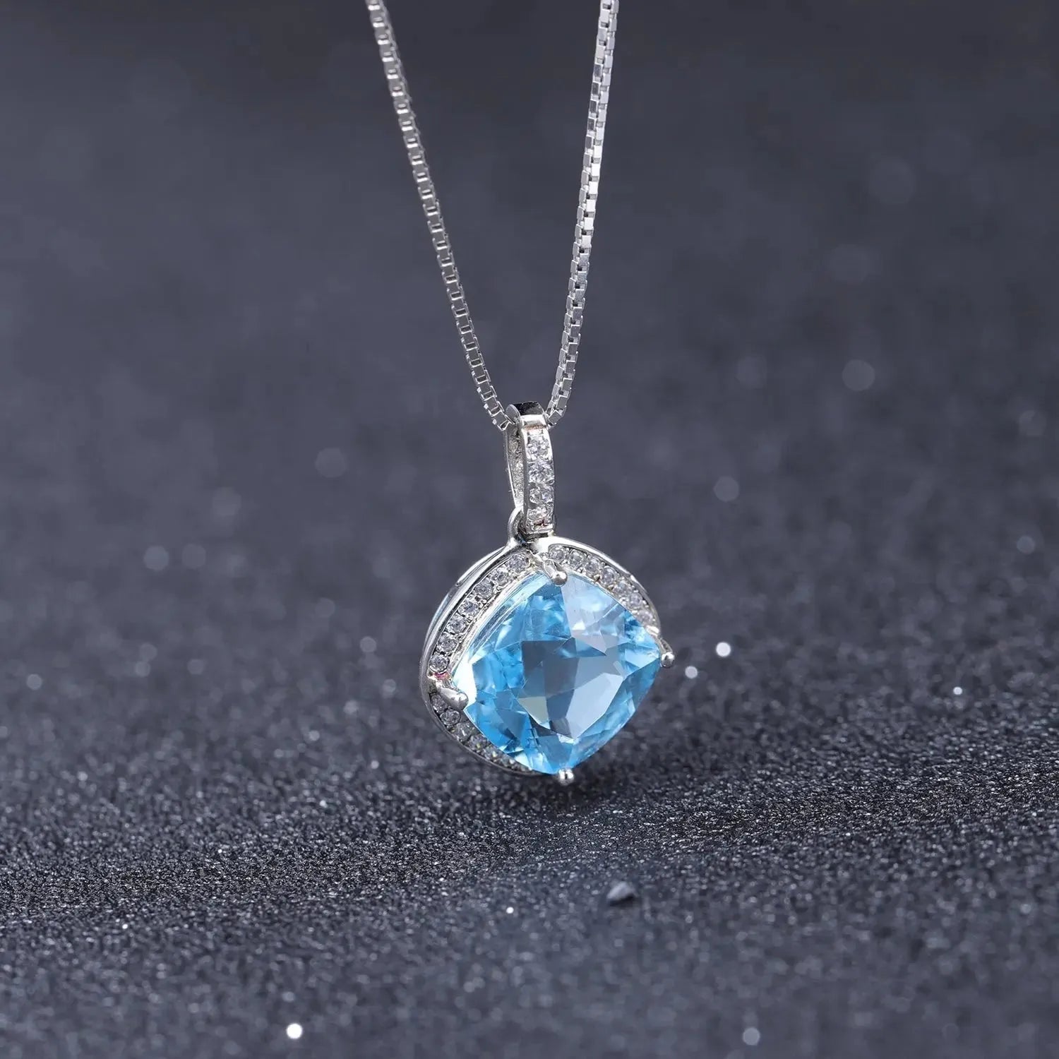 Sky Blue Topaz Cushion Cut Pendant in Sterling Silver - Irosk Australia