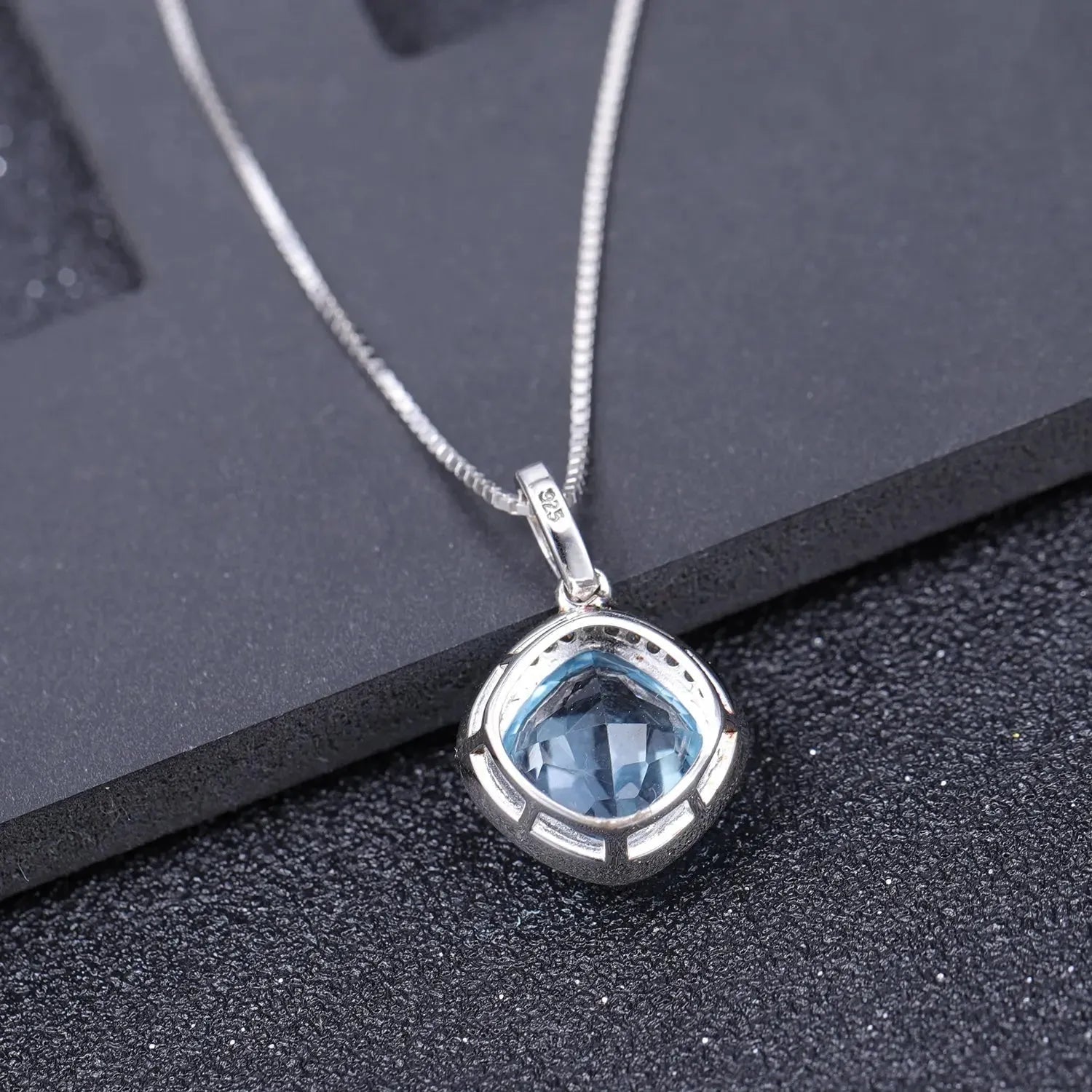 Sky Blue Topaz Cushion Cut Pendant in Sterling Silver - Irosk Australia