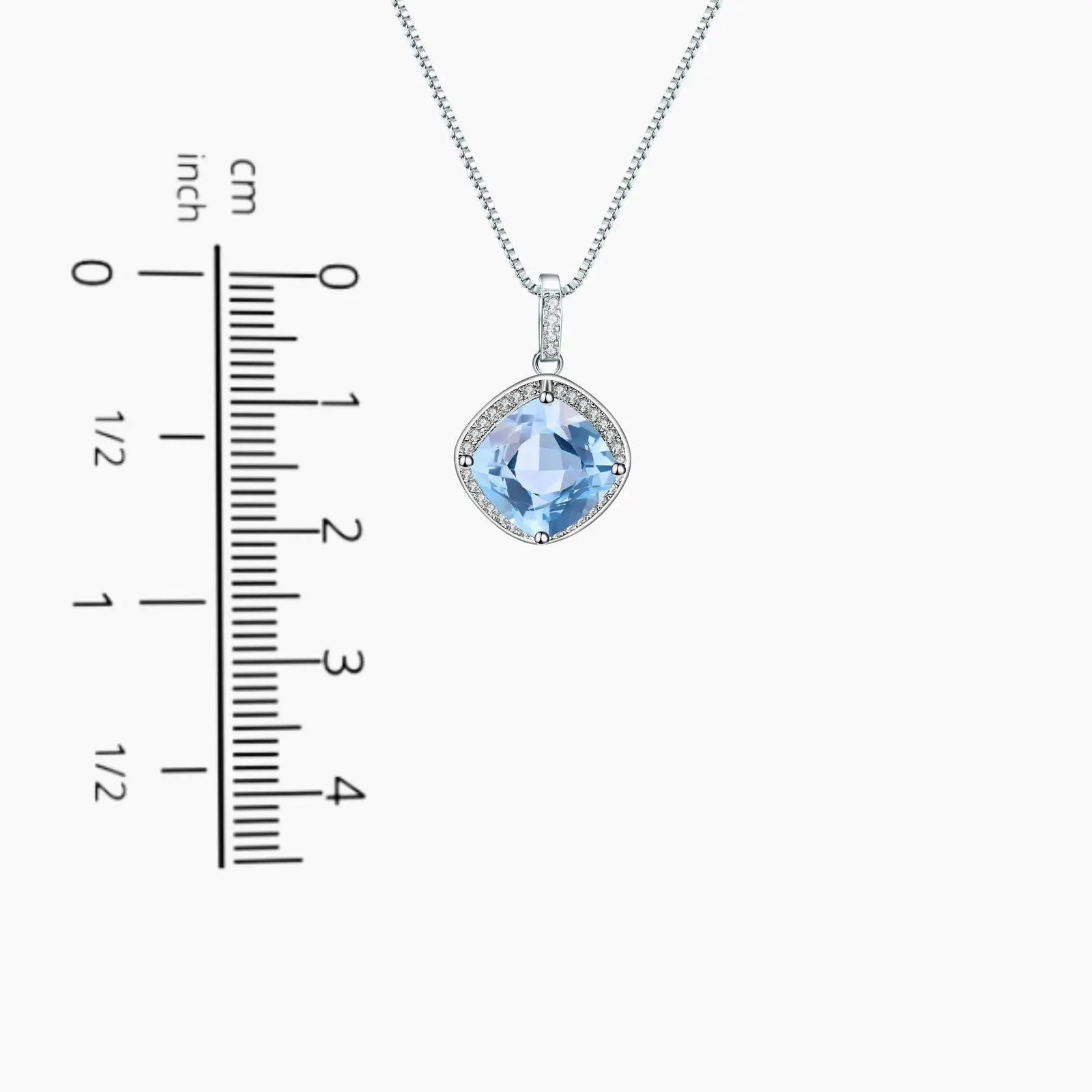 Sky Blue Topaz Cushion Cut Pendant in Sterling Silver - Irosk Australia