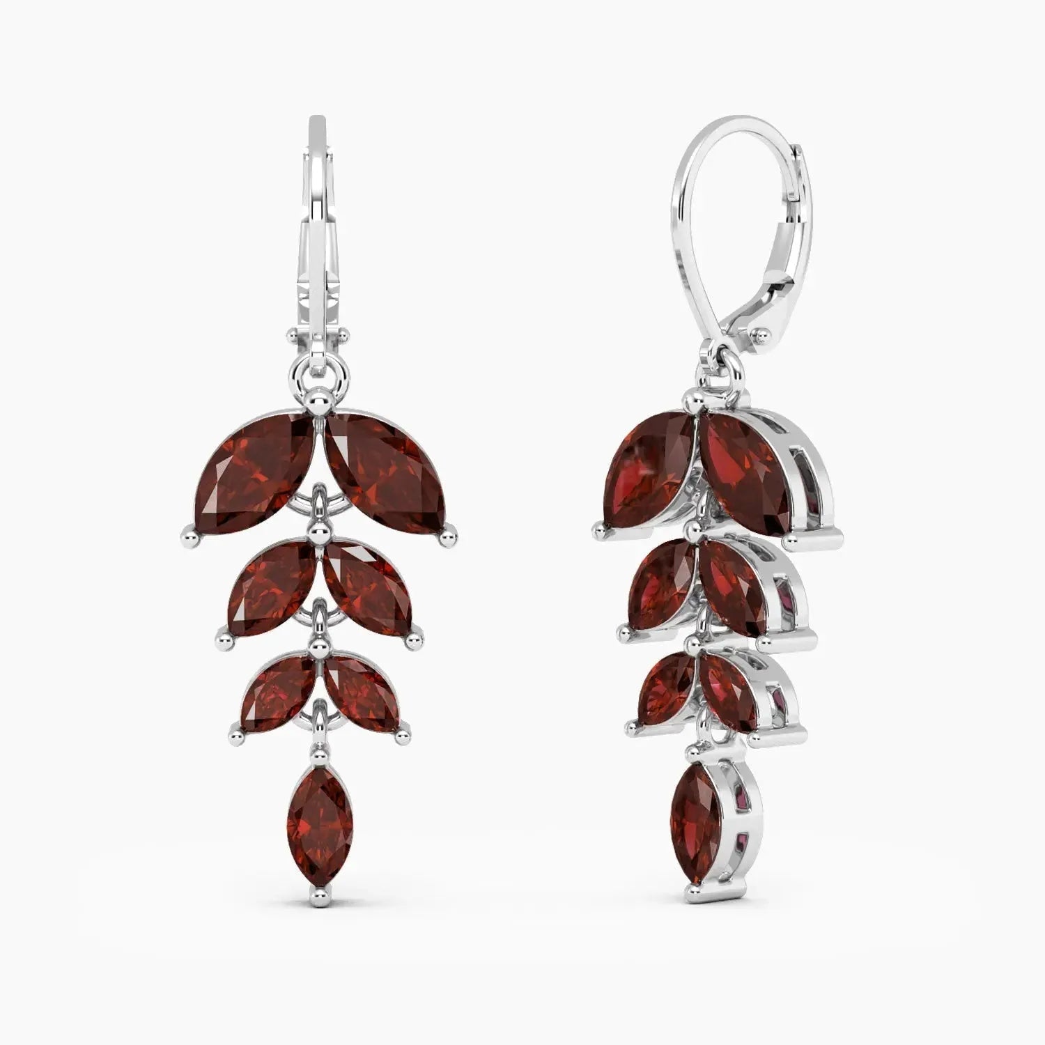 Sparkling Strength: Garnet Leaf Statement Earrings - Irosk Australia