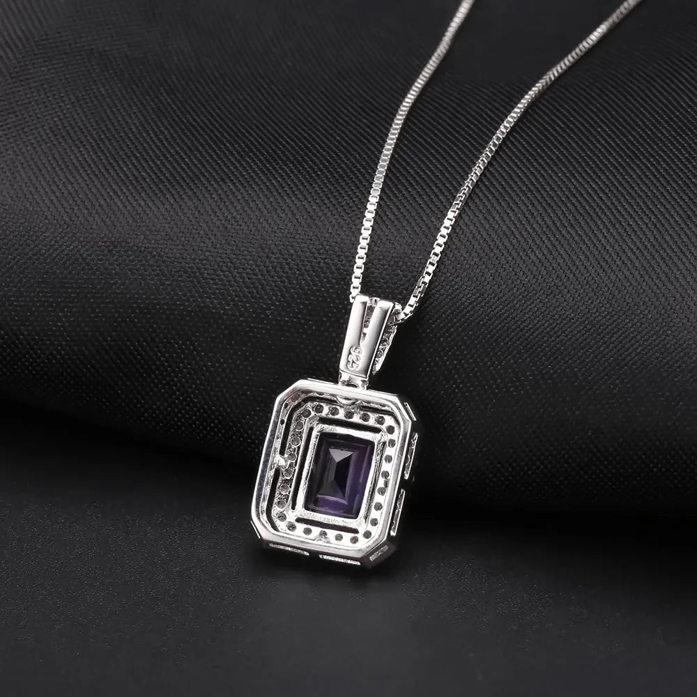 Sterling Silver Amethyst Baguette Cut Royale Pendant - Exquisite Women Jewellery - Irosk Australia