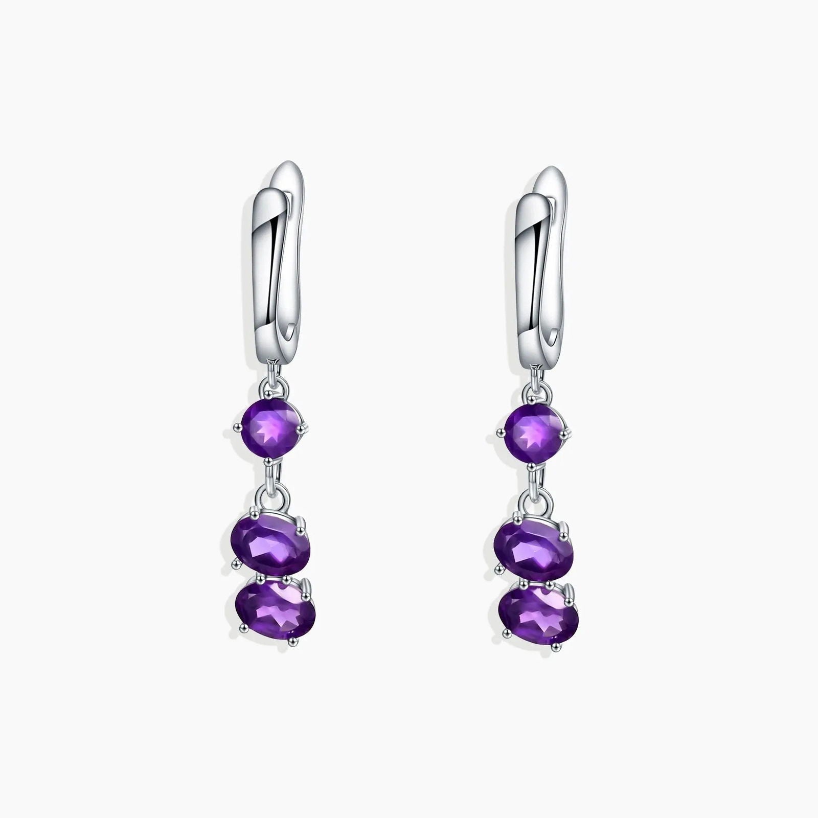 Sterling Silver Amethyst Drop Earrings - Elegant Fine Jewelry for Women - Irosk ® - Irosk Australia
