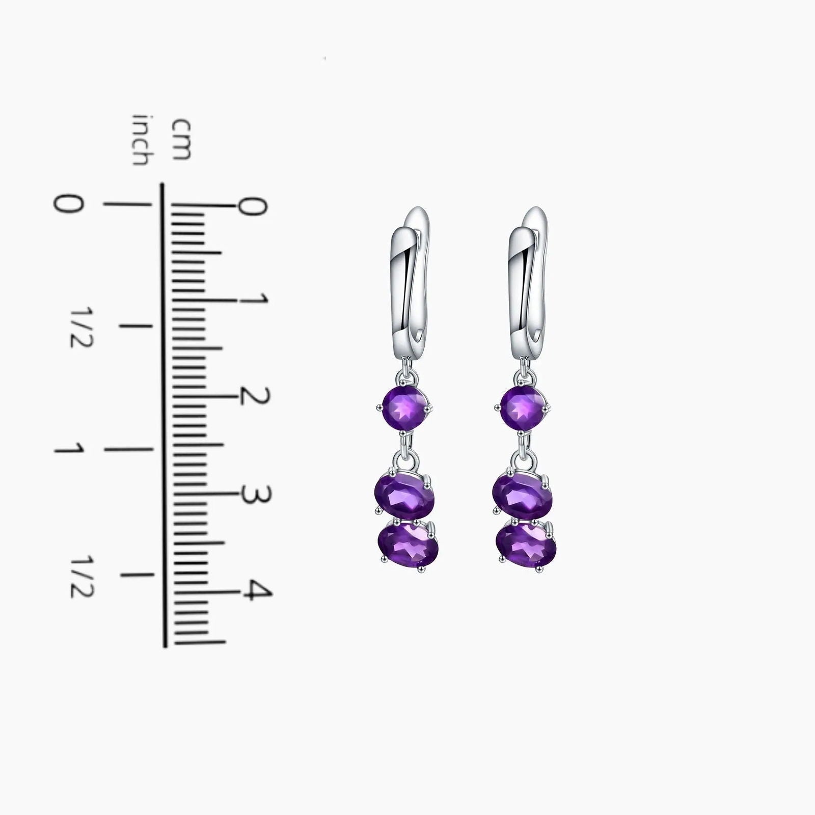 Sterling Silver Amethyst Drop Earrings - Elegant Fine Jewelry for Women - Irosk ® - Irosk Australia