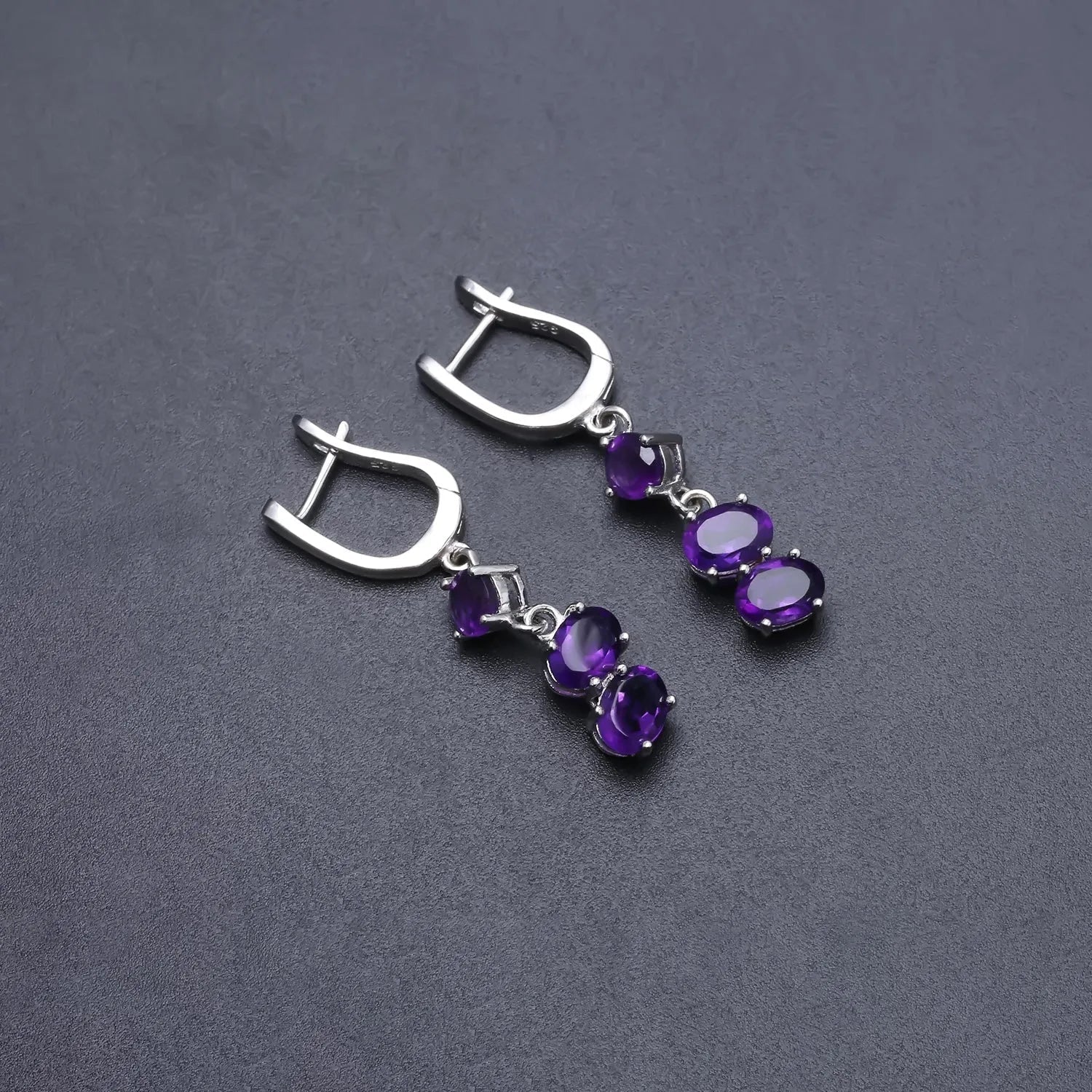 Sterling Silver Amethyst Drop Earrings - Elegant Fine Jewelry for Women - Irosk ® - Irosk Australia