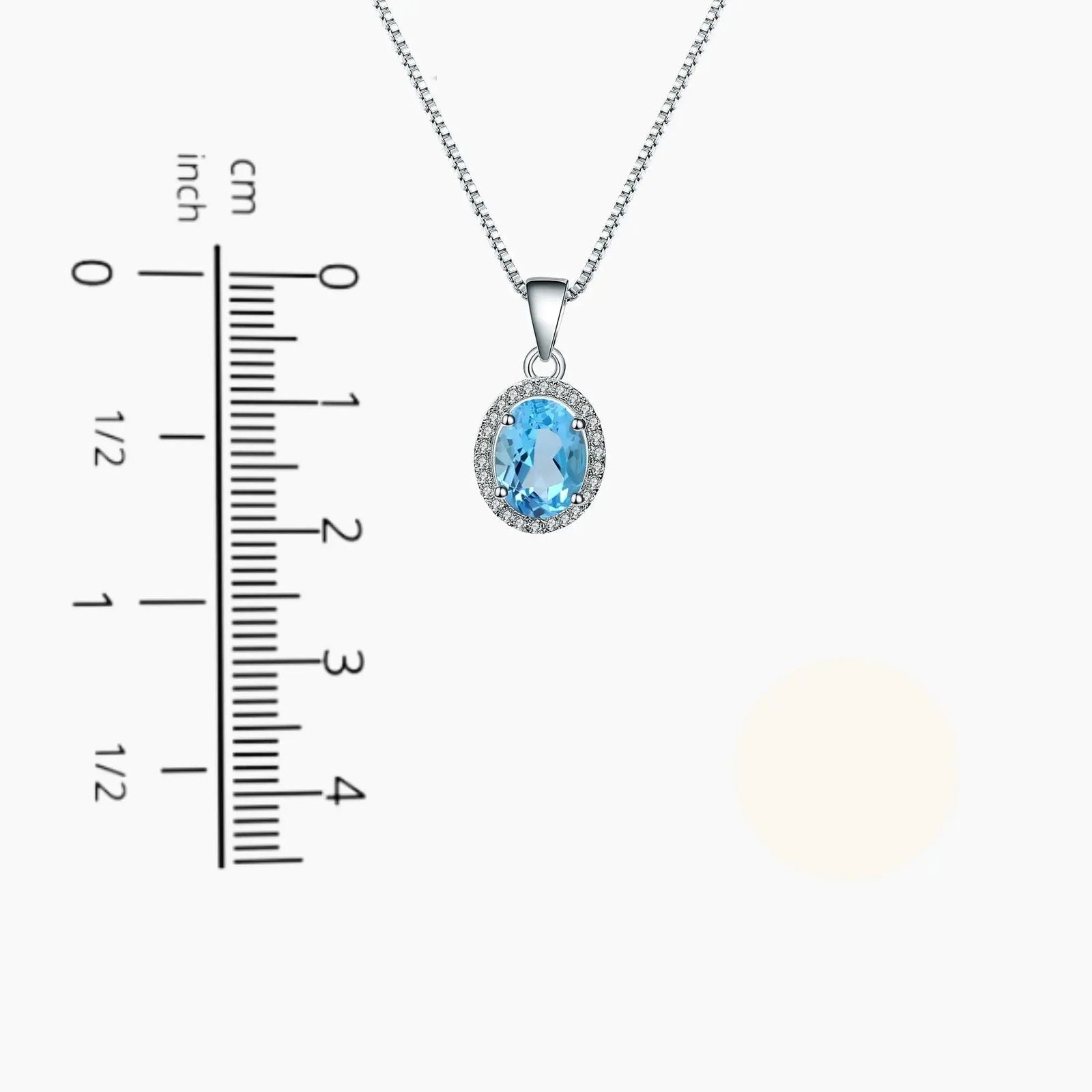Swiss Bule Topaz Oval Cut Regal Pendant Necklace in Sterling Silver - Irosk Australia