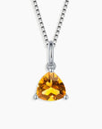 Trillion Cut Citrine Quartz Necklace in Sterling Silver – November Birthstone