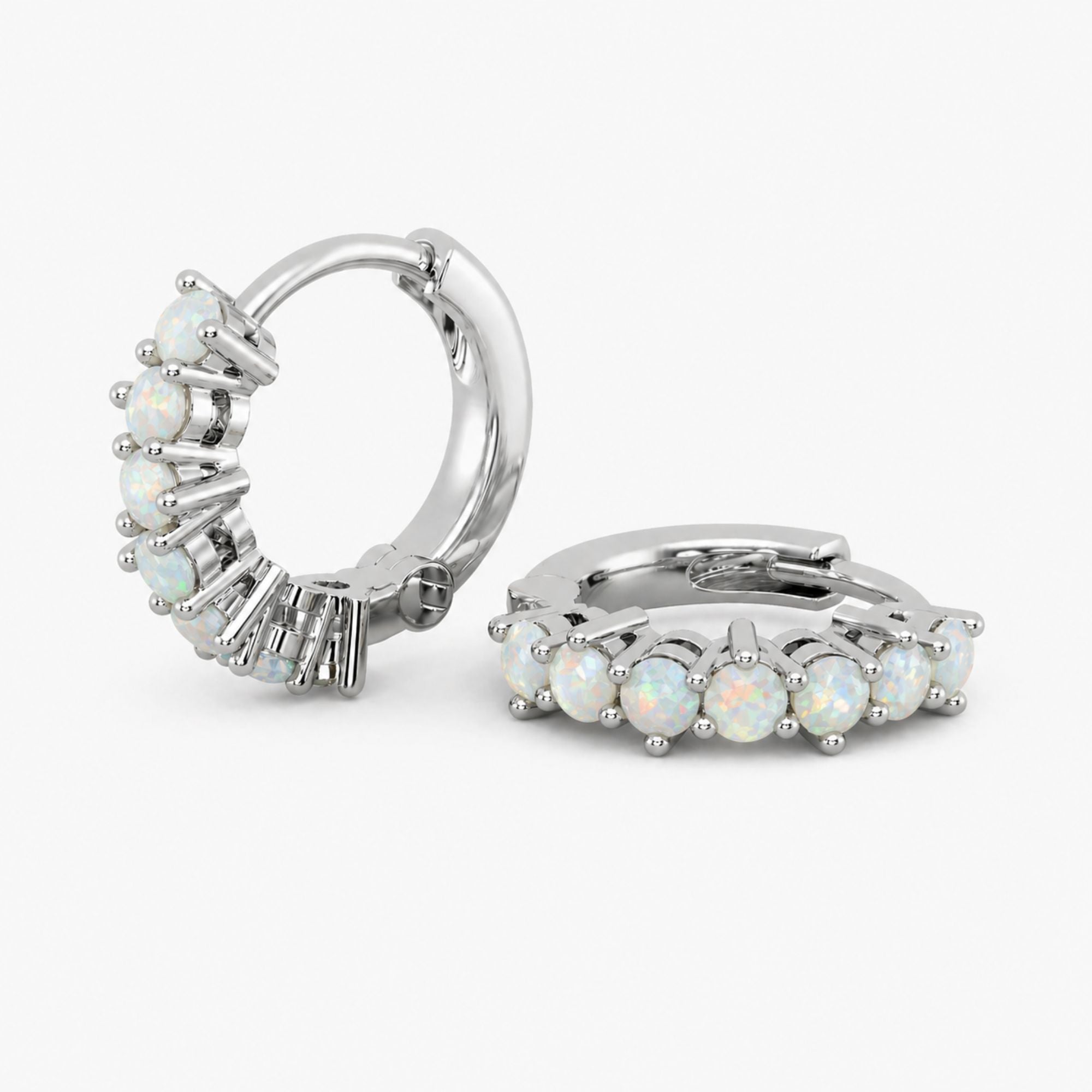 Opal Huggie Earrings in Sterling Silver | Irosk