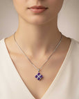 Regal Amethyst Cluster Pendant in Rhodium-Plated Silver