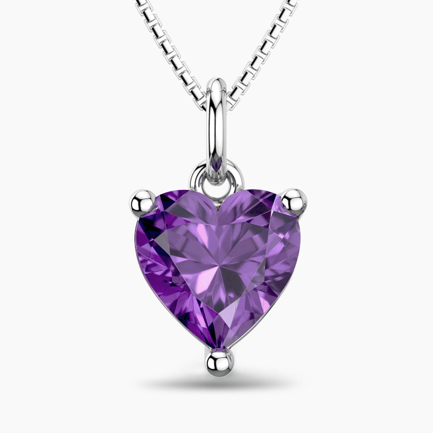 Heart Shaped Amethyst Necklace in Sterling Silver – February Birthstone | Irosk®