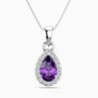Pear Amethyst Pendant with Moissanite Halo | Irosk