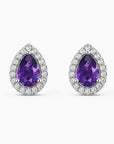 Pear Amethyst Halo Stud Earrings | Sterling Silver