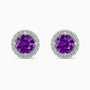 Round Amethyst Halo Earrings | Sterling Silver
