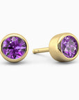 Round Shape Amethyst Earrings in Gold - Irosk ®