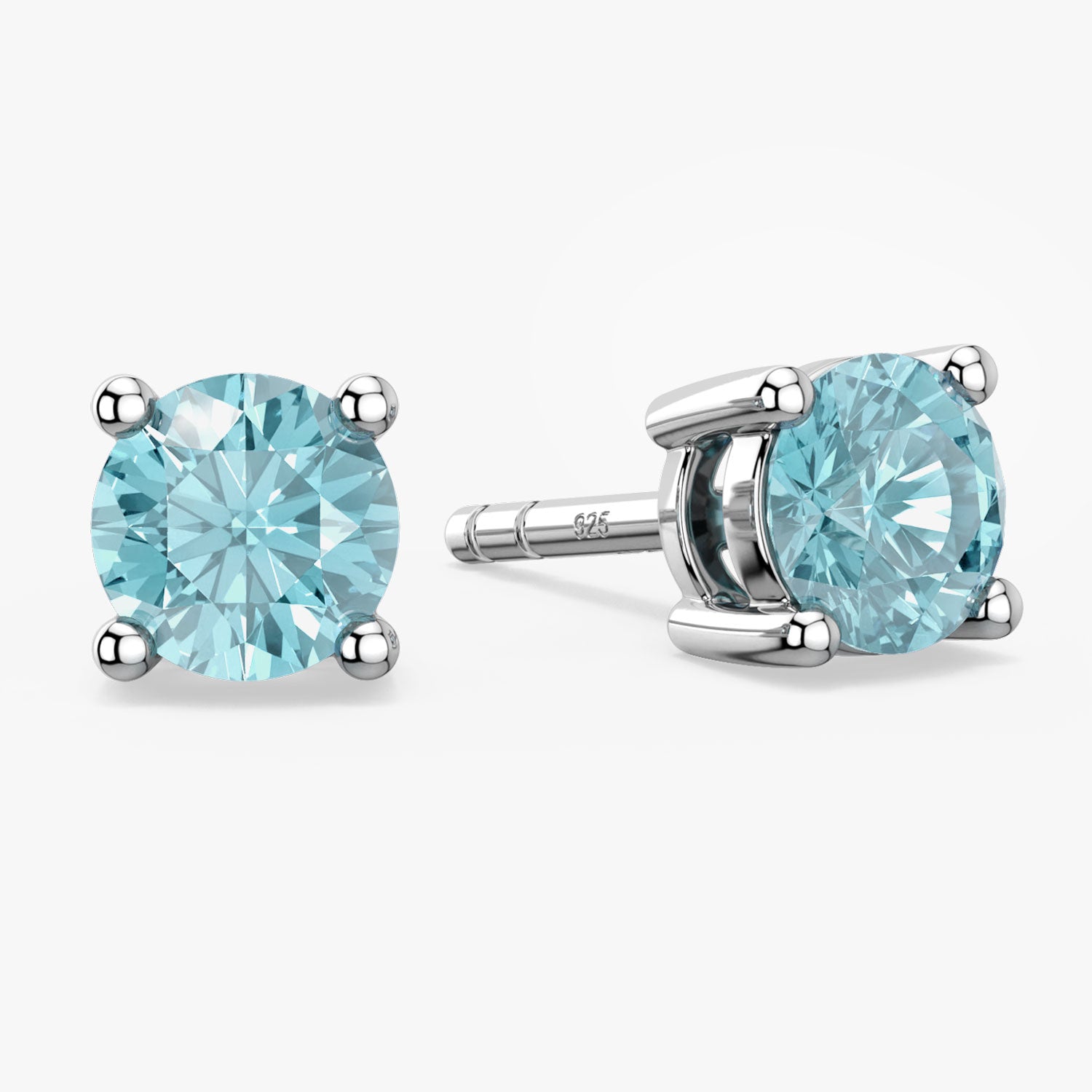 aquamarine round stud earrings