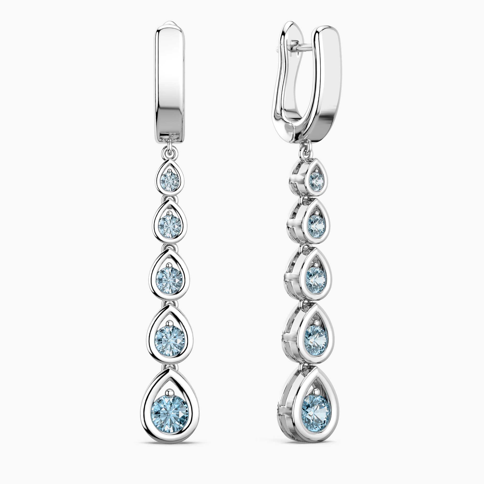 Aquamarine Cascade Drop Earrings – Sterling Silver – Irosk