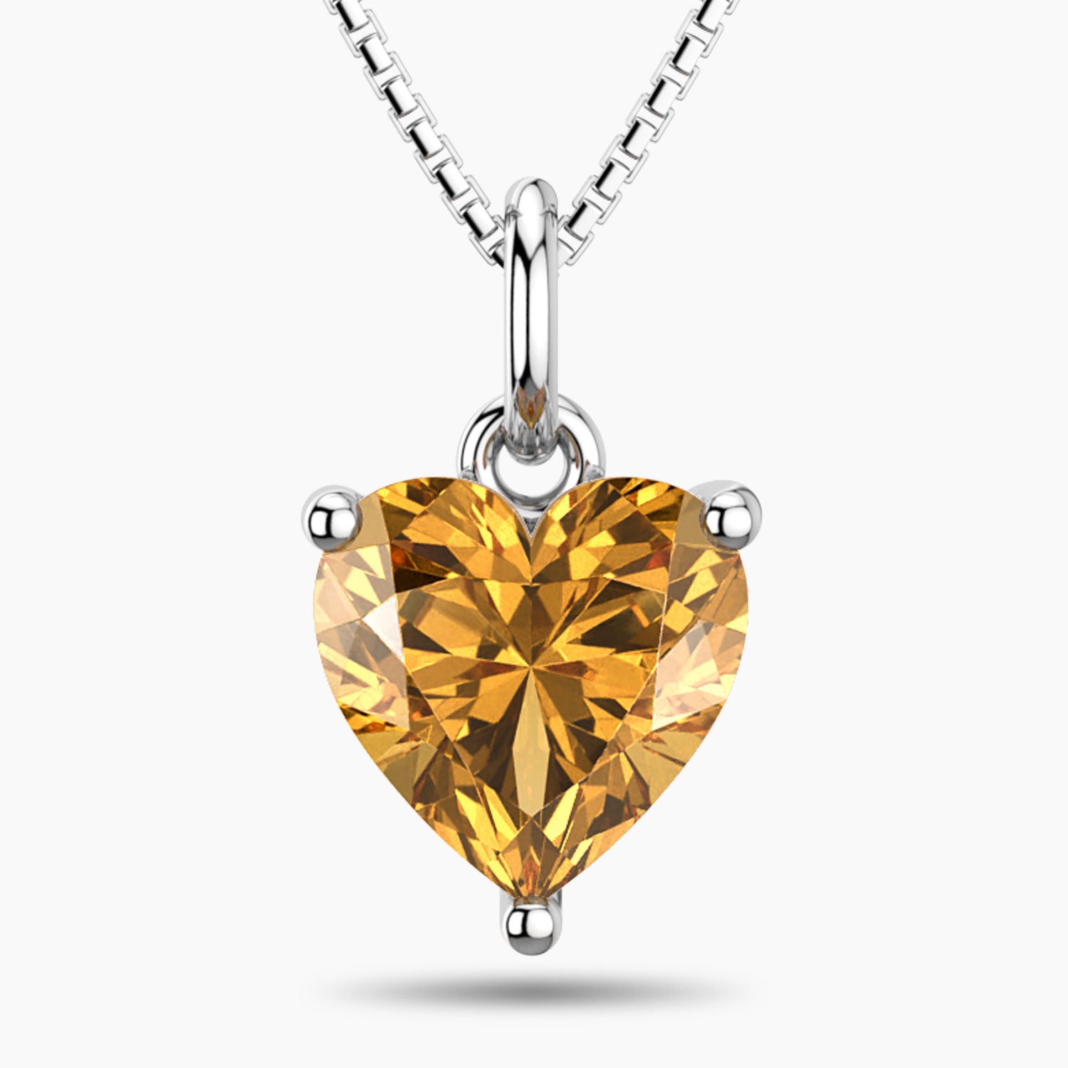 Radiant 2 Ct Heart Citrine Pendant Necklace in Sterling Silver | Irosk ®