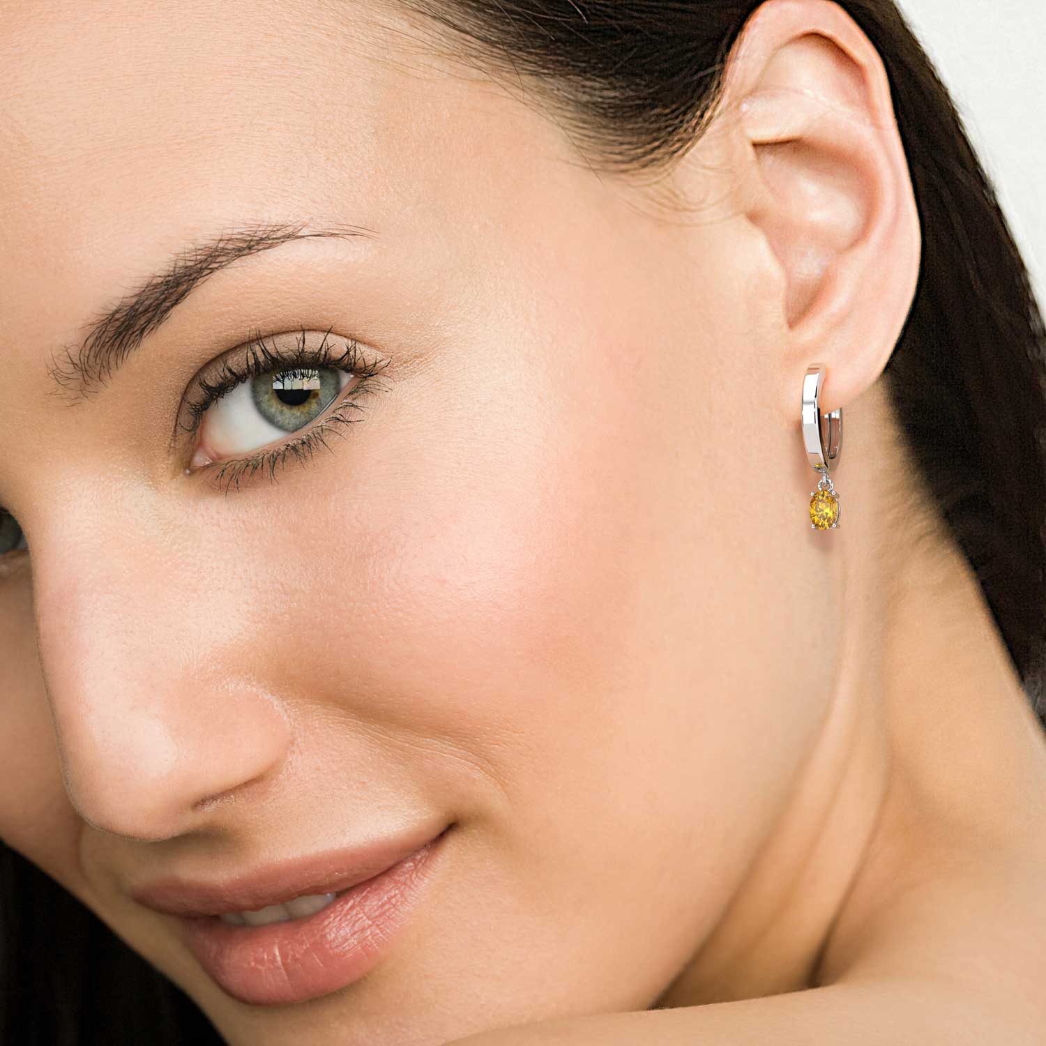 Oval Shape Citrine Hoop Earrings – Elegant November Birthstone Jewellery
