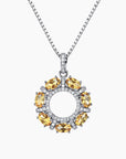 Celestial Halo Citrine Pendant in Rhodium-Plated Silver