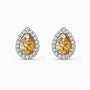 Pear Citrine Halo Stud Earrings | Sterling Silver | Irosk