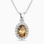 Oval Citrine Halo Pendant Necklace – Sterling Silver Birthstone Jewellery | Irosk