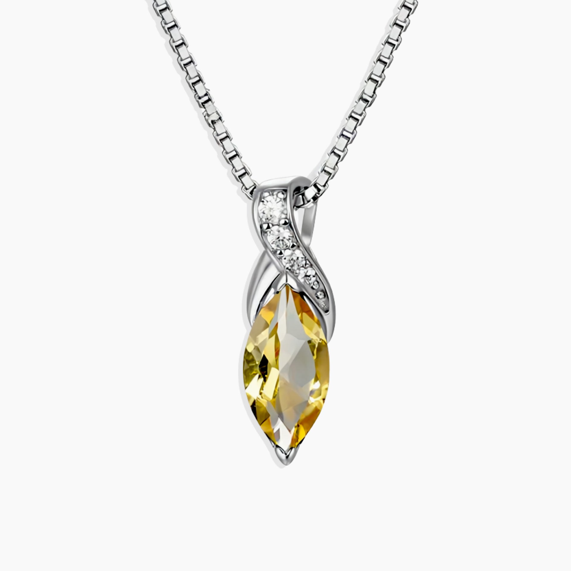 Marquise Citrine Infinity Pendant Necklace in Sterling Silver