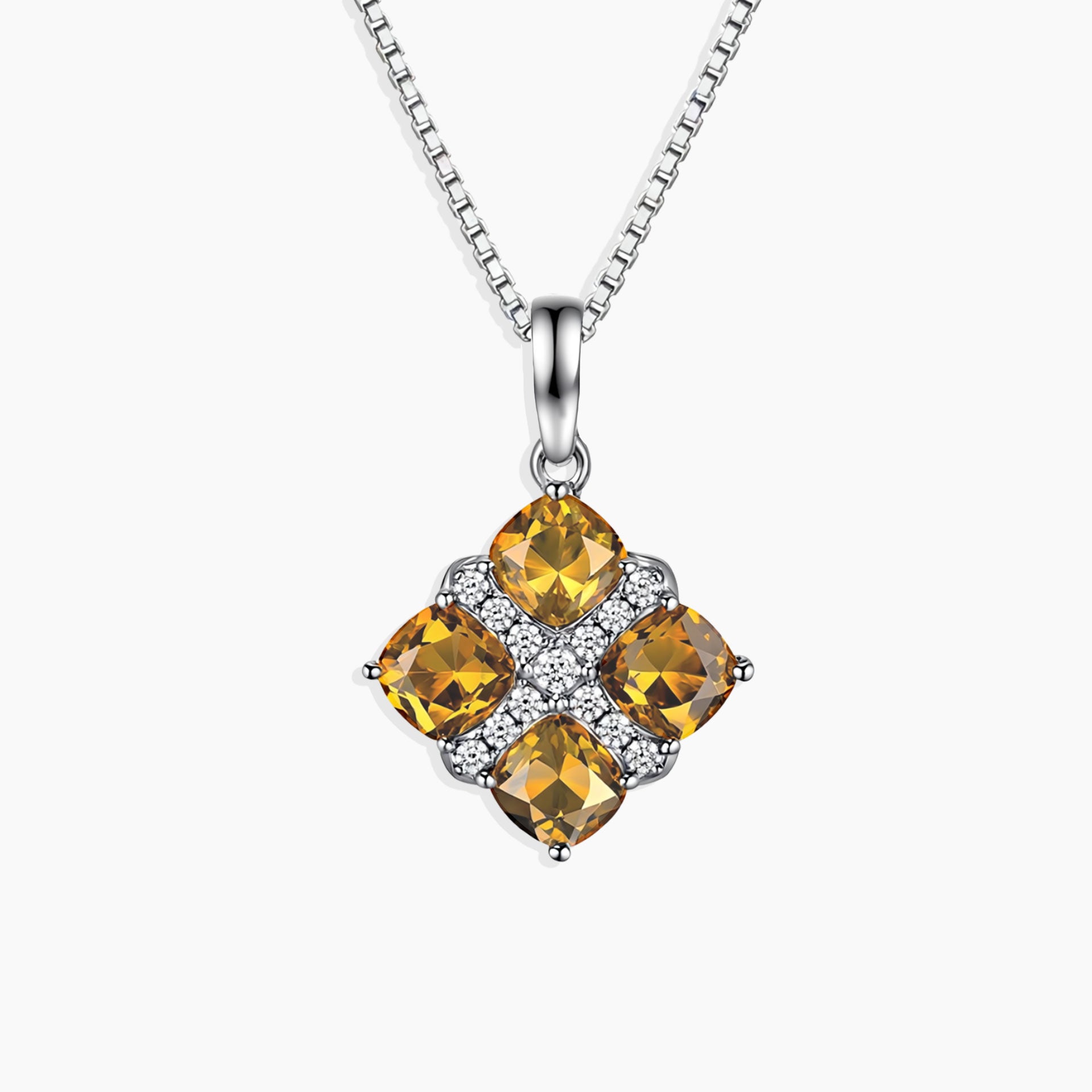 Natural Citrine Cluster Pendant – Sterling Silver November Birthstone