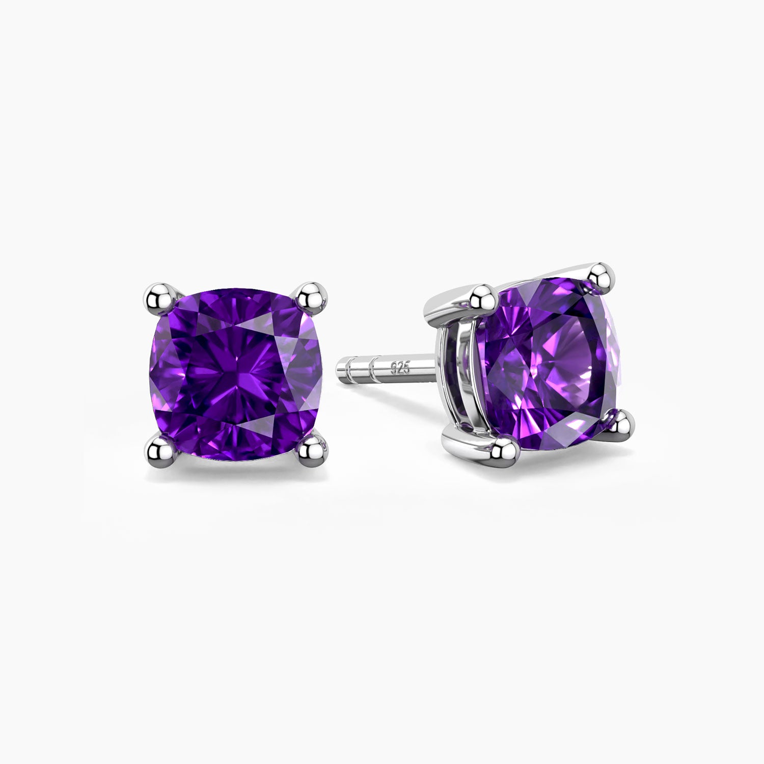 amethyst cushion cut stud earrings