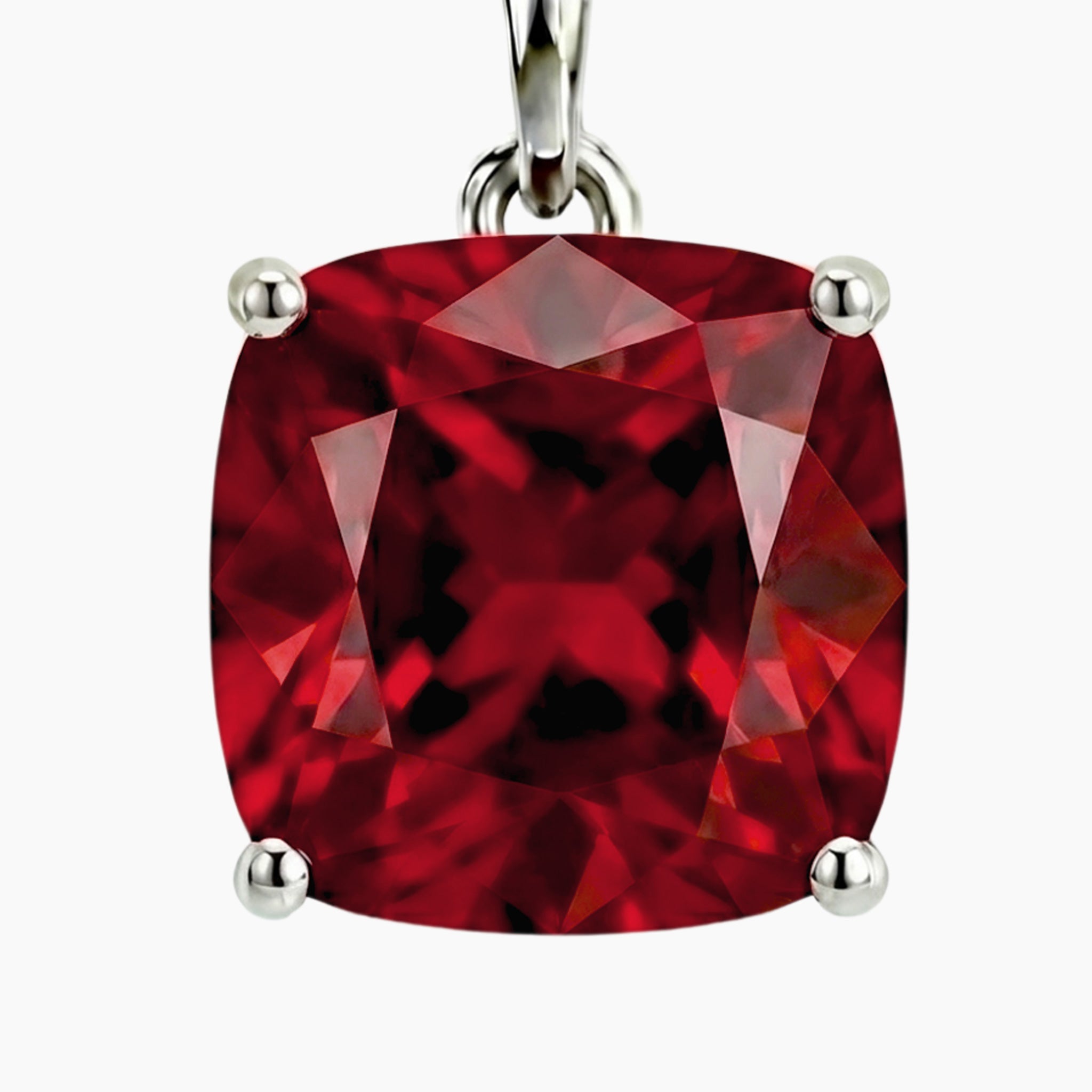 Ruby Cushion Pendant Necklace in Sterling Silver | Irosk