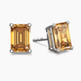 Emerald-Cut Citrine Stud Earrings in Sterling Silver | Irosk ®