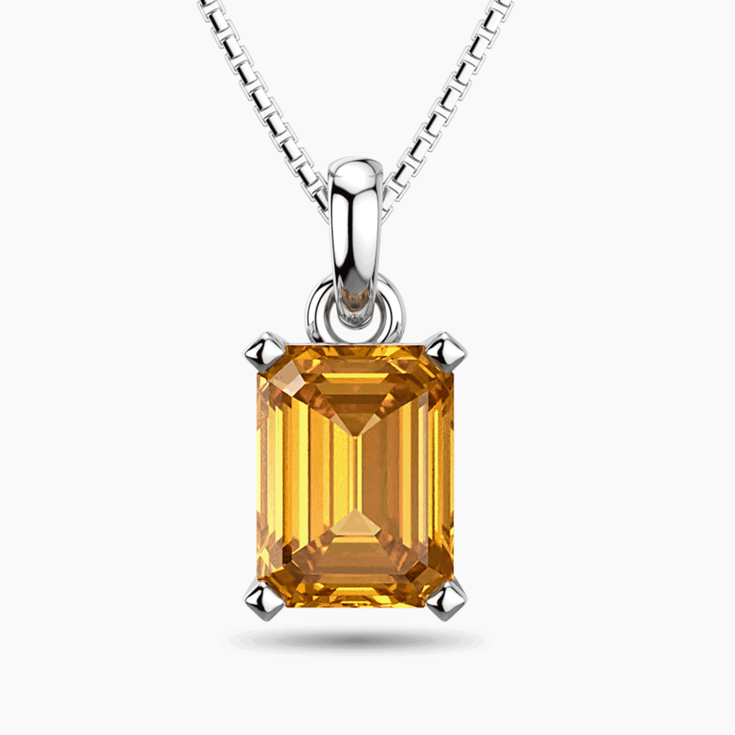 Emerald-Cut Citrine Pendant Necklace in Sterling Silver | Irosk ®