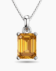 Emerald-Cut Citrine Pendant Necklace in Sterling Silver | Irosk ®