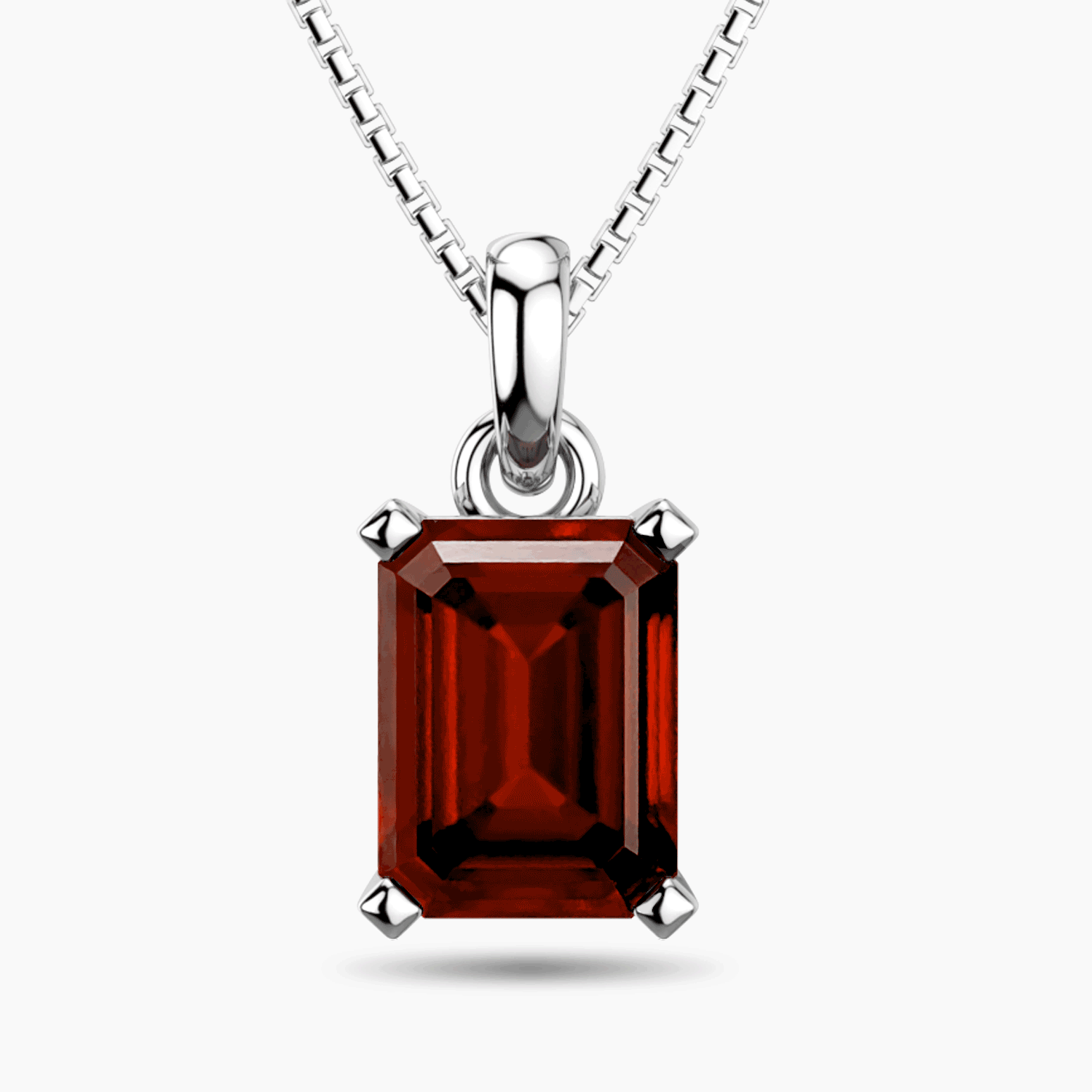 Emerald Cut Garnet Pendant in Sterling Silver | Irosk ®