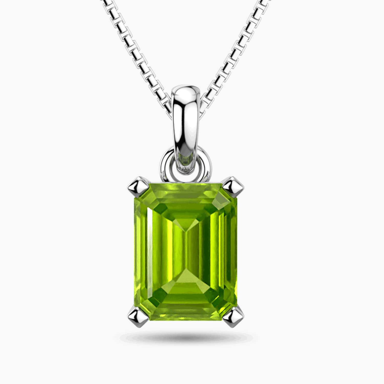 Irosk® Emerald-Cut Peridot Solitaire Pendant – Sterling Silver