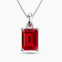 Emerald Cut Ruby Pendant in Sterling Silver | Irosk ®