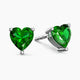 Heart Shape Stud Earrings in Sterling Silver -  Emerald