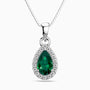 Pear Emerald Pendant with Moissanite Halo | Irosk