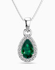 Pear Emerald Pendant with Moissanite Halo | Irosk