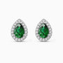 Pear Emerald Halo Stud Earrings | Sterling Silver