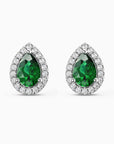 Pear Emerald Halo Stud Earrings | Sterling Silver