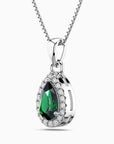 Pear Emerald Pendant with Moissanite Halo | Irosk