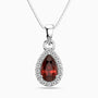 Pear Garnet Pendant with Moissanite Halo | Irosk
