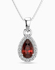 Pear Garnet Pendant with Moissanite Halo | Irosk