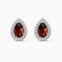 Pear Garnet Halo Stud Earrings | Sterling Silver