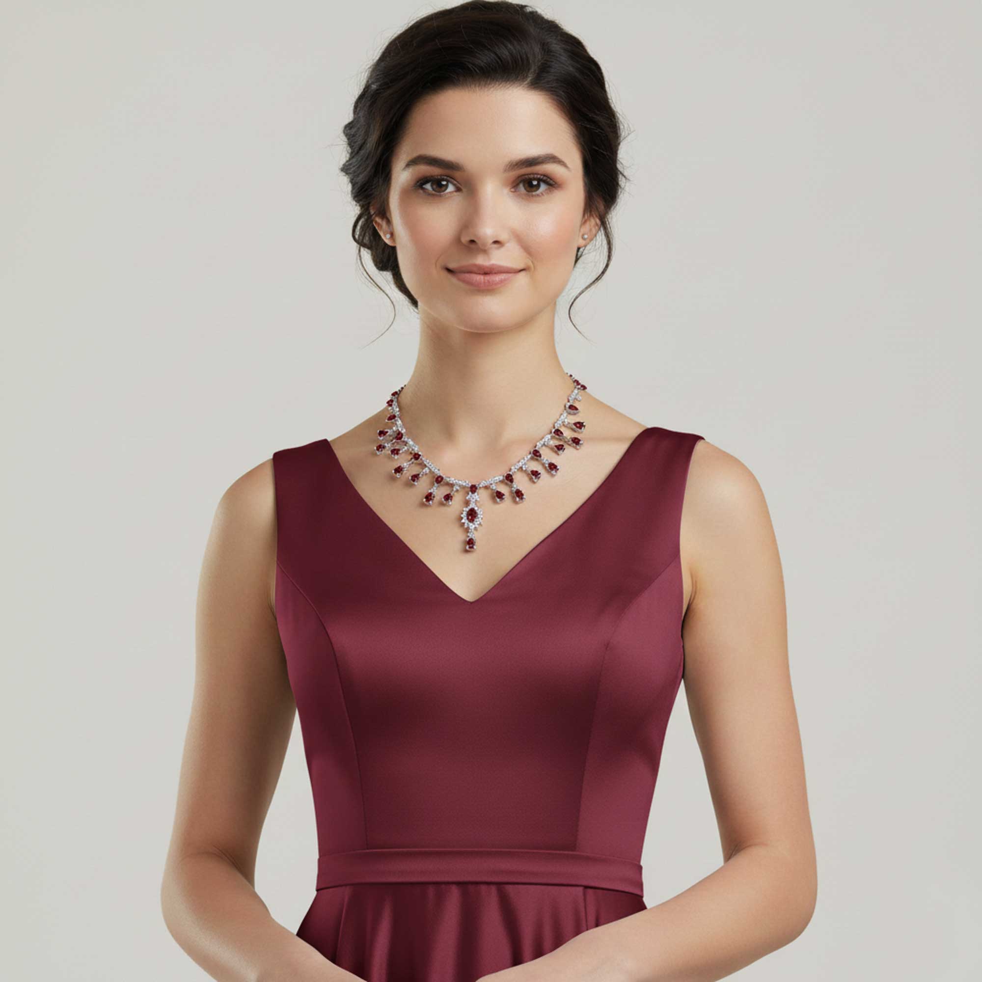 Garnet Cascading Statement Necklace in Sterling Silver – January Birthstone | Irosk