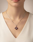 Garnet Cluster Pendant in Rhodium-Plated Sterling Silver