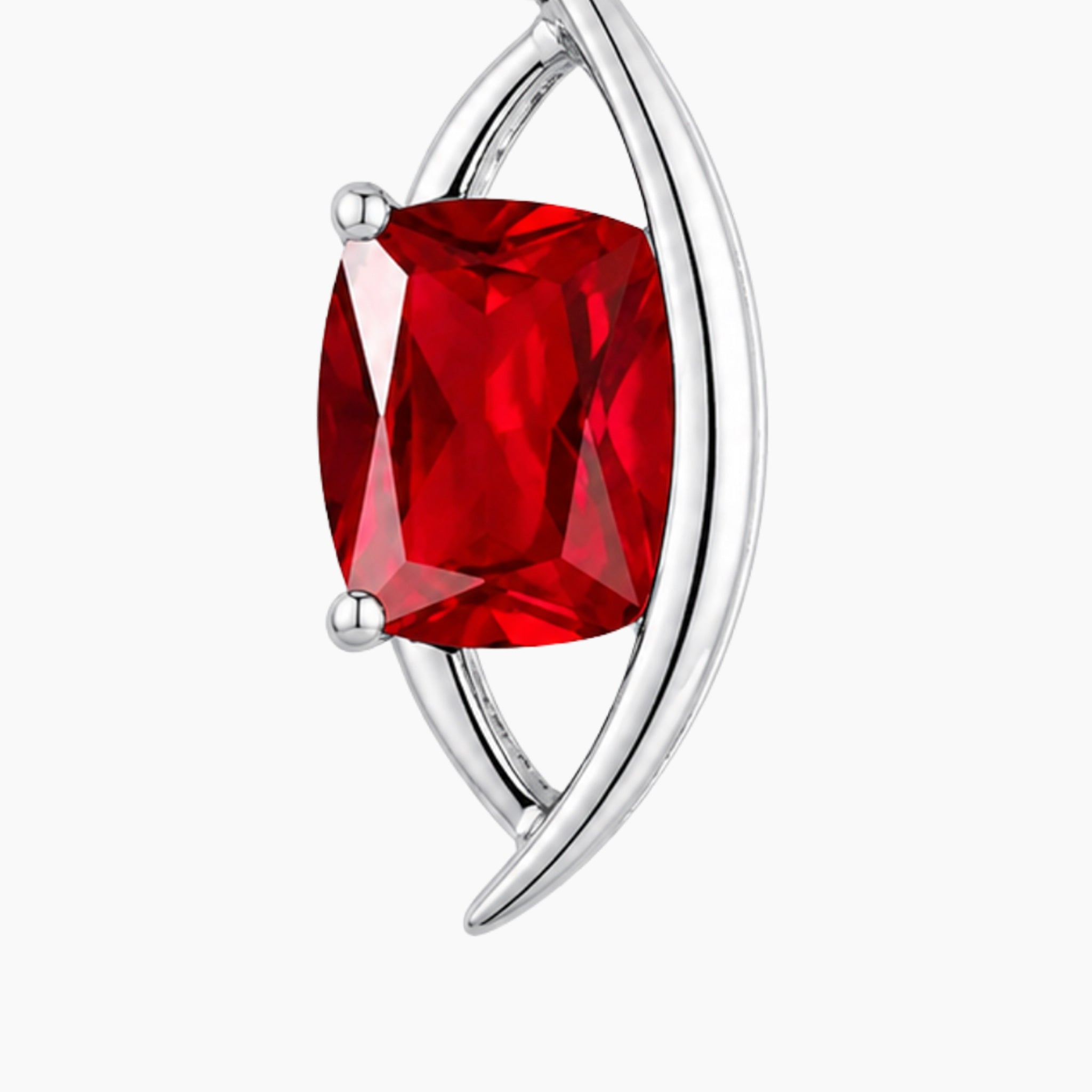 macro view of ruby cushion cut designer pendant necklace