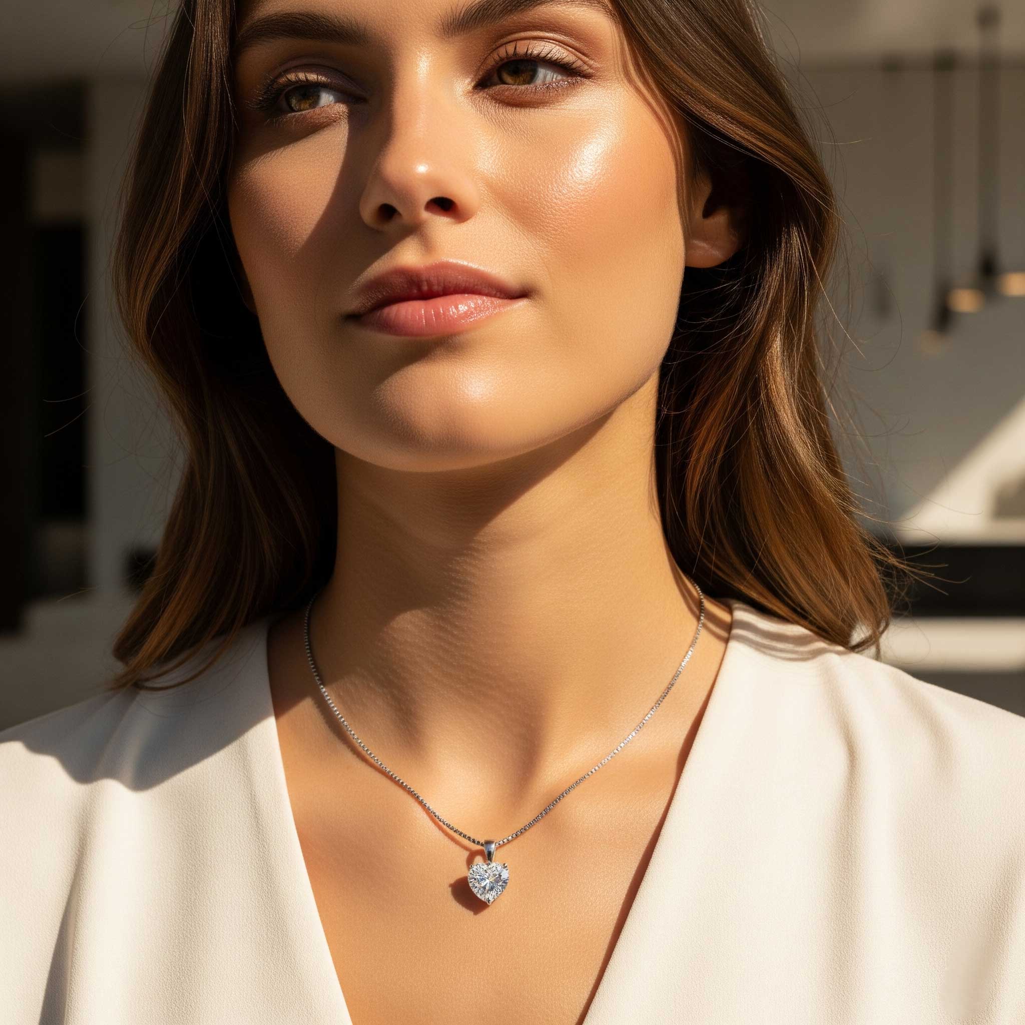 heart shape moissanite necklace