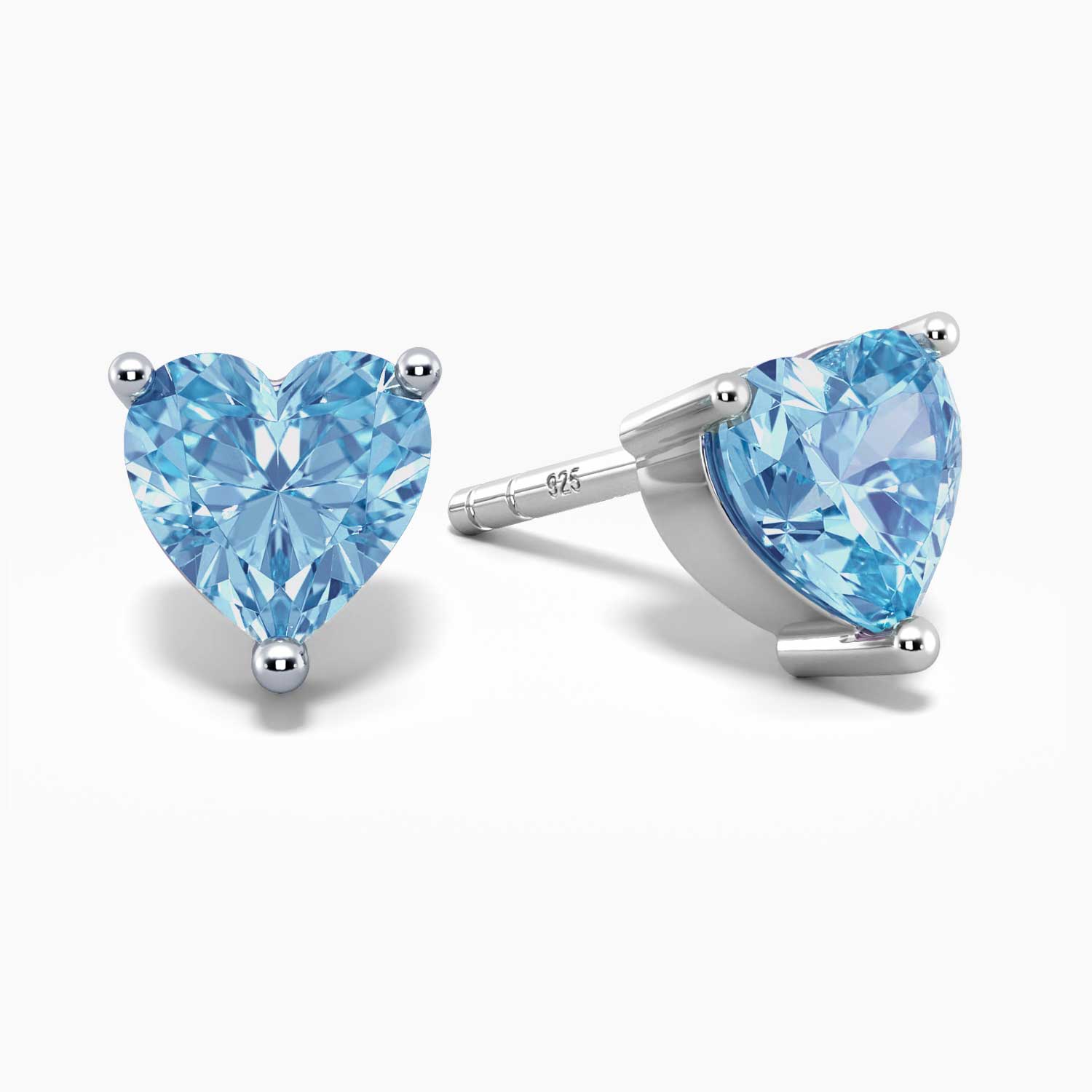 swiss blue heart studs