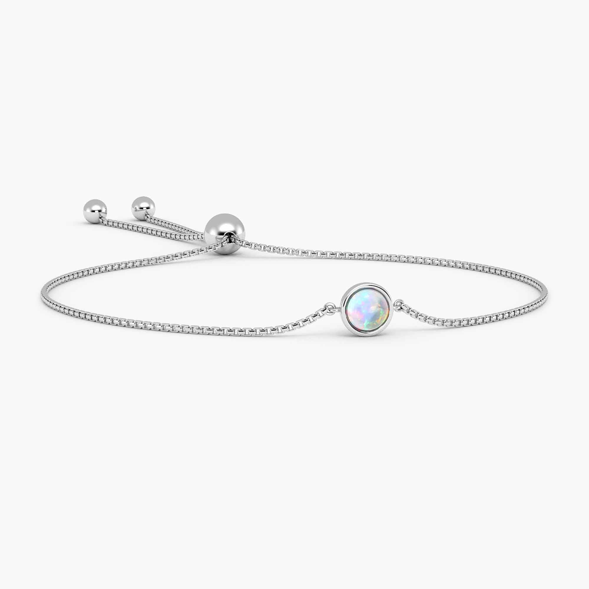 Bezel Set Round Lab Opal Bracelet in Sterling Silver – Irosk