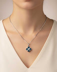 London Blue Topaz Cluster Pendant in Sterling Silver
